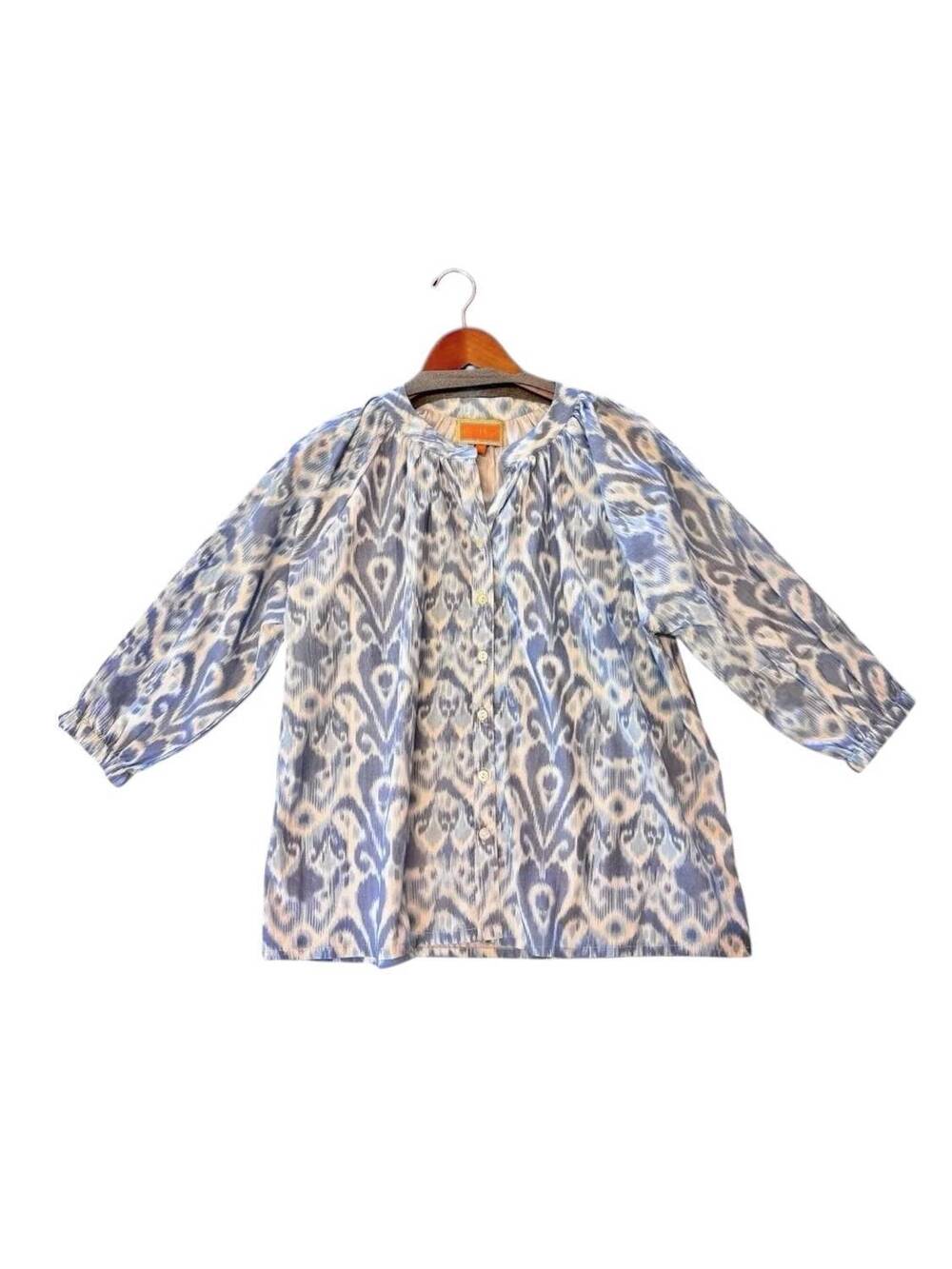 NEW LA PLAGE women's margot ikat top in blue white